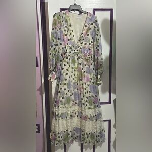 ASOS DESIGN Tall Floral Polka Dot Maxi Dress – Size US 4 (EU 36, UK 8)